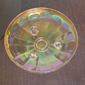 Carnival Iridescent Glass Footed Round Bowl Marigold
